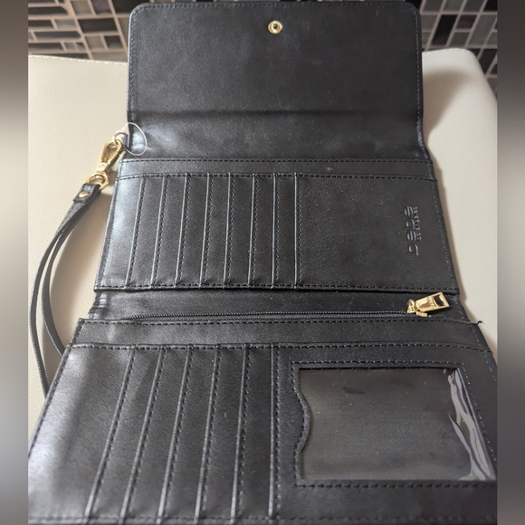 NWOT "bebe los angeles" Women's Black Wallet Gold Logo & Accents w/Wrist Strap - Picture 8 of 8